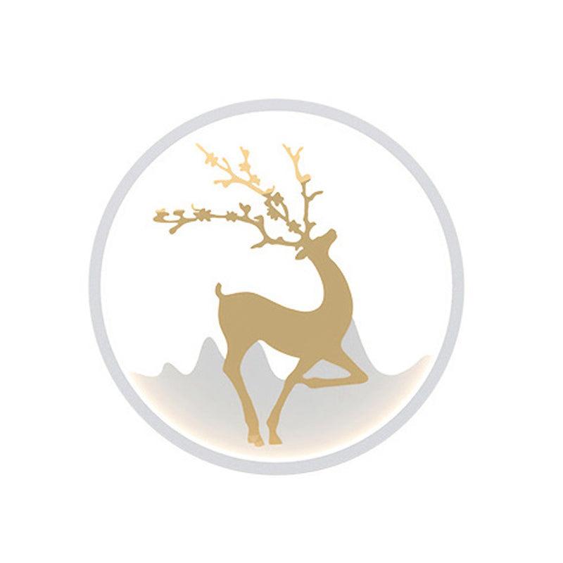 Deer Wall Light Fixture Nordic Metallic Black/White-Gold LED Circle Sconce Light in Warm/White Light for Bedroom Clearhalo 'Cast Iron' 'Glass' 'Industrial' 'Modern wall lights' 'Modern' 'Tiffany' 'Traditional wall lights' 'Wall Lamps & Sconces' 'Wall Lights' Lighting' 1934422