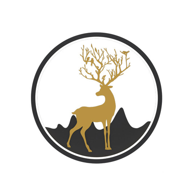 Deer Wall Light Fixture Nordic Metallic Black/White-Gold LED Circle Sconce Light in Warm/White Light for Bedroom Clearhalo 'Cast Iron' 'Glass' 'Industrial' 'Modern wall lights' 'Modern' 'Tiffany' 'Traditional wall lights' 'Wall Lamps & Sconces' 'Wall Lights' Lighting' 1934426