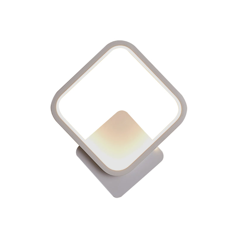 Round/Square Bedside Wall Light Aluminum Minimalistic LED Sconce Lighting in Black/White, 8"/10"/12.5" Dia Clearhalo 'Cast Iron' 'Glass' 'Industrial' 'Modern wall lights' 'Modern' 'Tiffany' 'Traditional wall lights' 'Wall Lamps & Sconces' 'Wall Lights' Lighting' 1934454