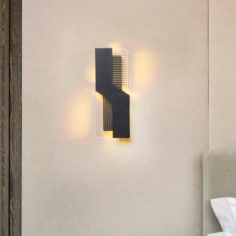 Black/White Curved Wall Mount Light Nordic LED Metal Sconce Lamp in Warm/White Light for Bedside Clearhalo 'Cast Iron' 'Glass' 'Industrial' 'Modern wall lights' 'Modern' 'Tiffany' 'Traditional wall lights' 'Wall Lamps & Sconces' 'Wall Lights' Lighting' 1934465