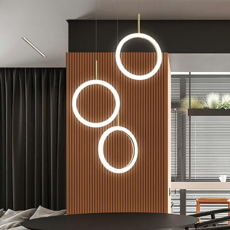 Halo Ring Restaurant Down Lighting Acrylic 8"/11" Dia LED Minimalism Ceiling Pendant in Gold, Warm/White Light Clearhalo 'Ceiling Lights' 'Modern Pendants' 'Modern' 'Pendant Lights' 'Pendants' Lighting' 1934487