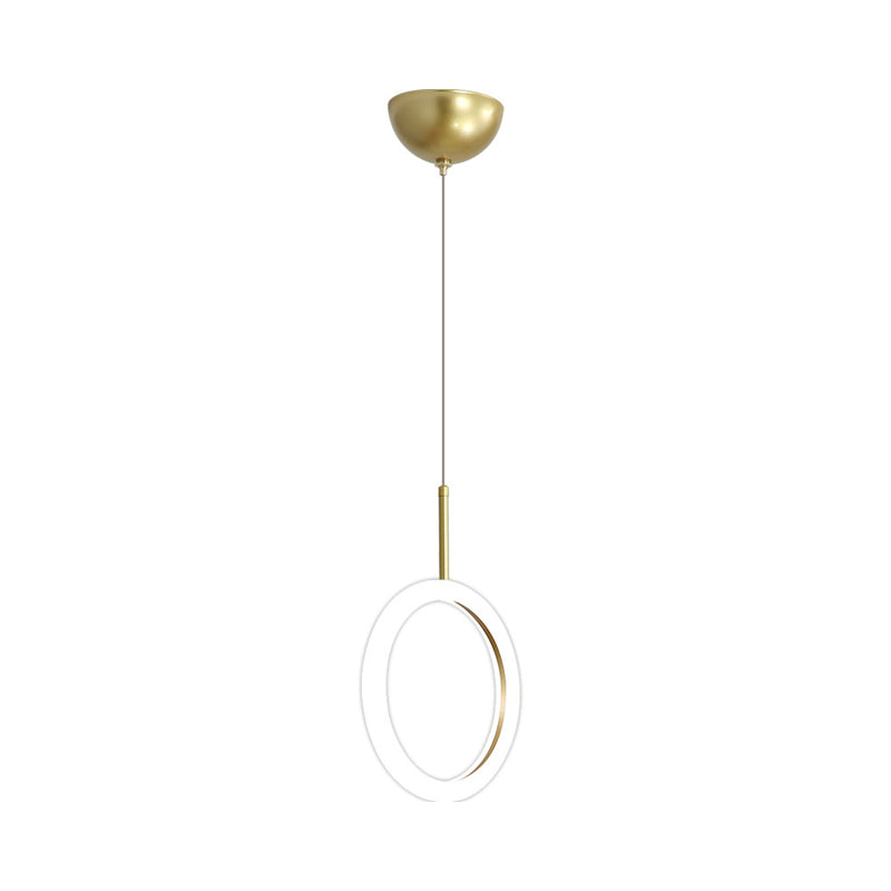 Halo Ring Restaurant Down Lighting Acrylic 8"/11" Dia LED Minimalism Ceiling Pendant in Gold, Warm/White Light Clearhalo 'Ceiling Lights' 'Modern Pendants' 'Modern' 'Pendant Lights' 'Pendants' Lighting' 1934489