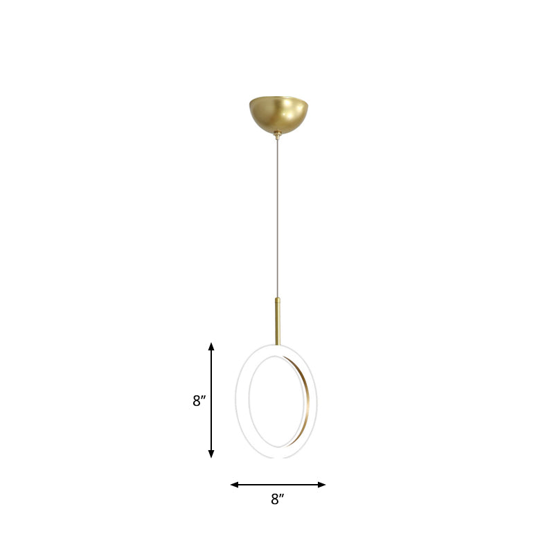 Halo Ring Restaurant Down Lighting Acrylic 8"/11" Dia LED Minimalism Ceiling Pendant in Gold, Warm/White Light Clearhalo 'Ceiling Lights' 'Modern Pendants' 'Modern' 'Pendant Lights' 'Pendants' Lighting' 1934490