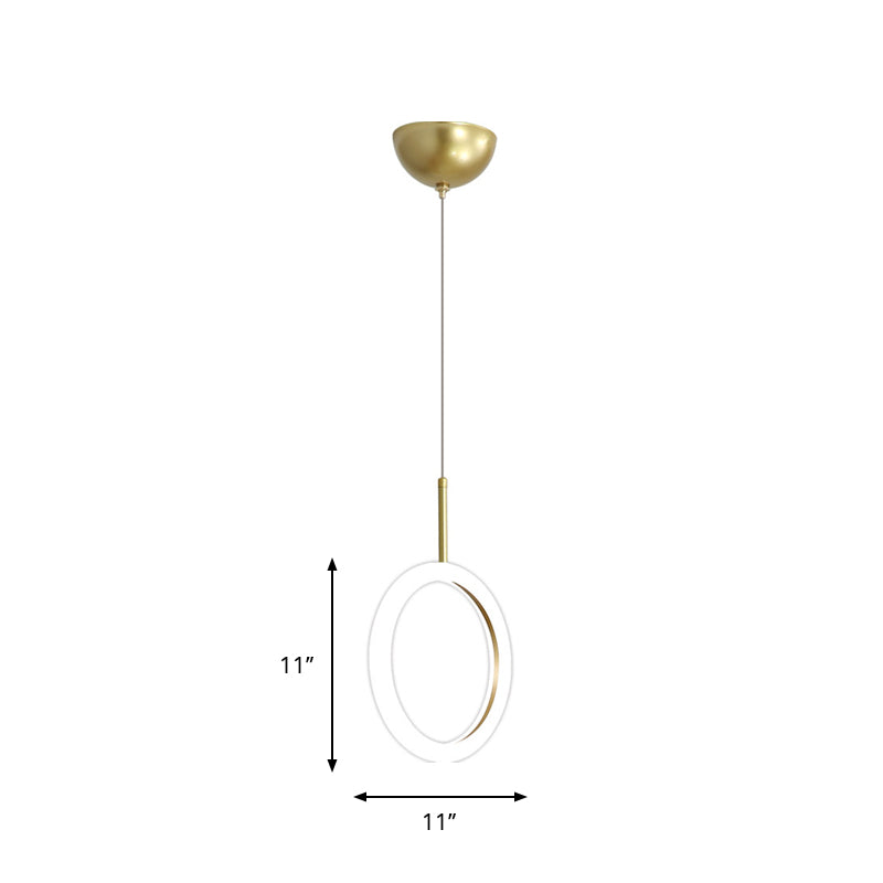 Halo Ring Restaurant Down Lighting Acrylic 8"/11" Dia LED Minimalism Ceiling Pendant in Gold, Warm/White Light Clearhalo 'Ceiling Lights' 'Modern Pendants' 'Modern' 'Pendant Lights' 'Pendants' Lighting' 1934491