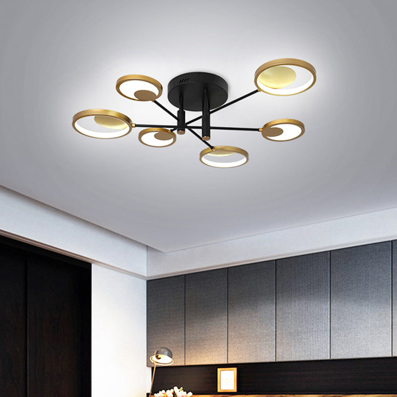 Gold Molecule Ceiling Mount Chandelier Modern 4/6/8 Heads Metal Semi Flush Light in Warm/White Light Clearhalo 'Ceiling Lights' 'Close To Ceiling Lights' 'Close to ceiling' 'Semi-flushmount' Lighting' 1934493