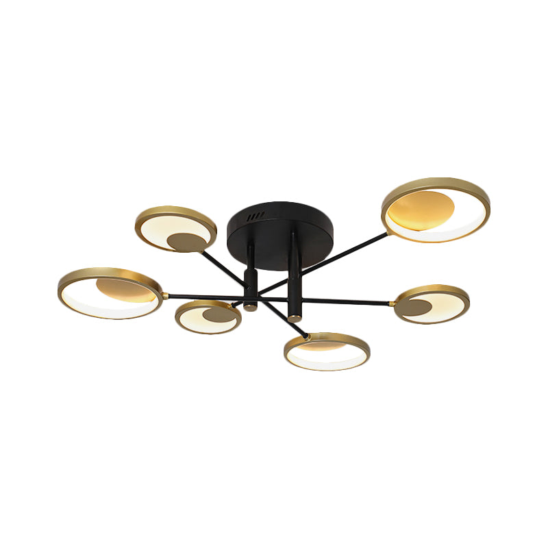Gold Molecule Ceiling Mount Chandelier Modern 4/6/8 Heads Metal Semi Flush Light in Warm/White Light Clearhalo 'Ceiling Lights' 'Close To Ceiling Lights' 'Close to ceiling' 'Semi-flushmount' Lighting' 1934494