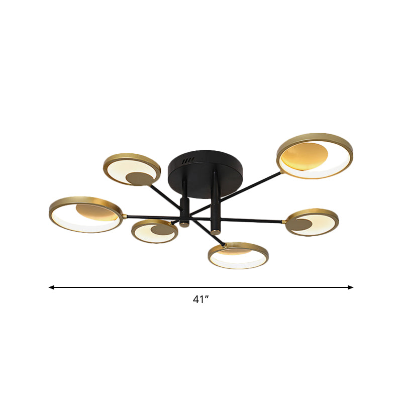 Gold Molecule Ceiling Mount Chandelier Modern 4/6/8 Heads Metal Semi Flush Light in Warm/White Light Clearhalo 'Ceiling Lights' 'Close To Ceiling Lights' 'Close to ceiling' 'Semi-flushmount' Lighting' 1934495