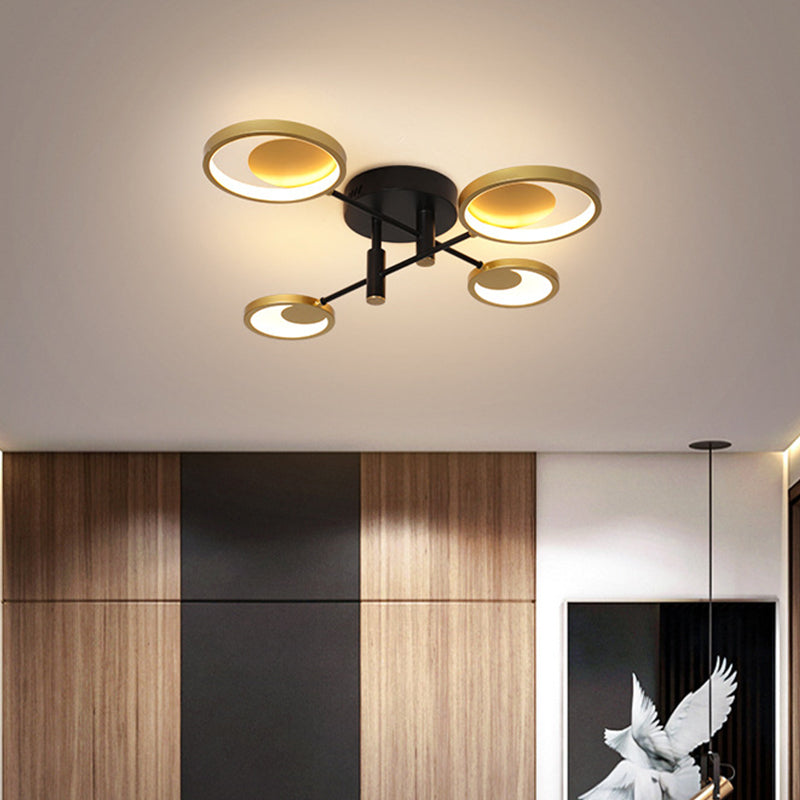 Gold Molecule Ceiling Mount Chandelier Modern 4/6/8 Heads Metal Semi Flush Light in Warm/White Light Clearhalo 'Ceiling Lights' 'Close To Ceiling Lights' 'Close to ceiling' 'Semi-flushmount' Lighting' 1934497