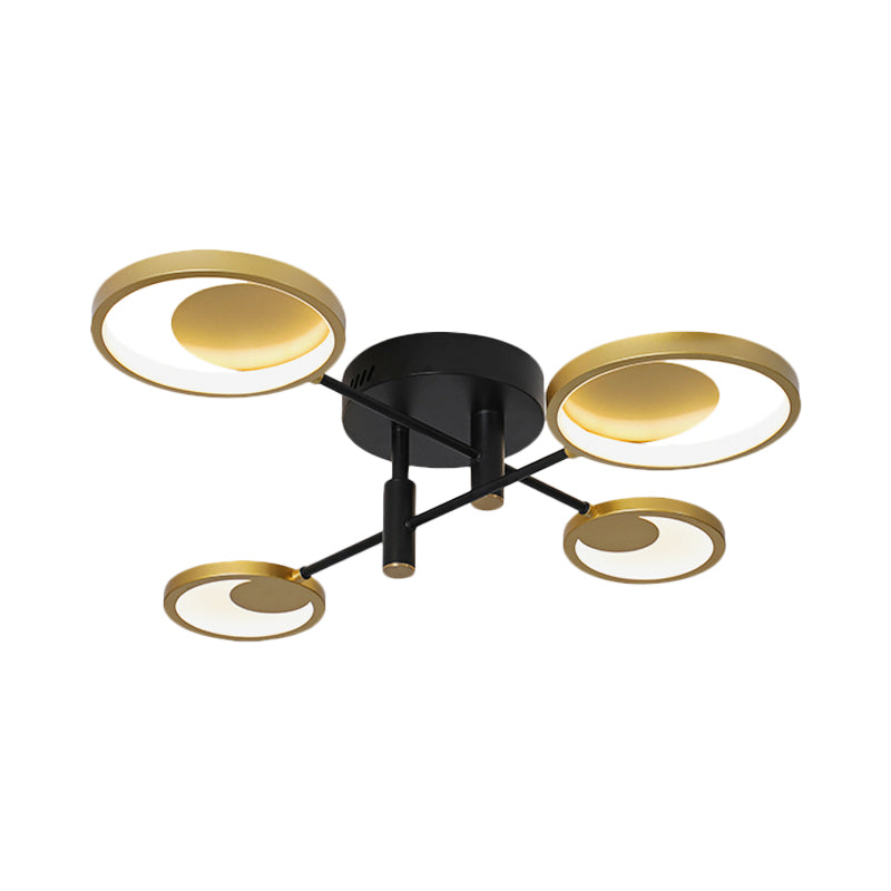 Gold Molecule Ceiling Mount Chandelier Modern 4/6/8 Heads Metal Semi Flush Light in Warm/White Light Clearhalo 'Ceiling Lights' 'Close To Ceiling Lights' 'Close to ceiling' 'Semi-flushmount' Lighting' 1934498