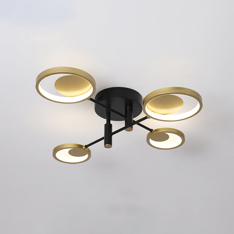 Gold Molecule Ceiling Mount Chandelier Modern 4/6/8 Heads Metal Semi Flush Light in Warm/White Light Clearhalo 'Ceiling Lights' 'Close To Ceiling Lights' 'Close to ceiling' 'Semi-flushmount' Lighting' 1934499