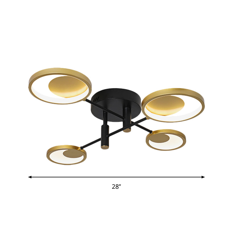 Gold Molecule Ceiling Mount Chandelier Modern 4/6/8 Heads Metal Semi Flush Light in Warm/White Light Clearhalo 'Ceiling Lights' 'Close To Ceiling Lights' 'Close to ceiling' 'Semi-flushmount' Lighting' 1934500