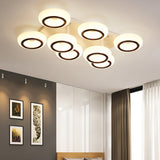 Acrylic Doughnut Ceiling Flush Light Modernist 3/6-Head White LED Flush Mount Light Fixture 6 White Clearhalo 'Ceiling Lights' 'Close To Ceiling Lights' 'Close to ceiling' 'Semi-flushmount' Lighting' 1934549