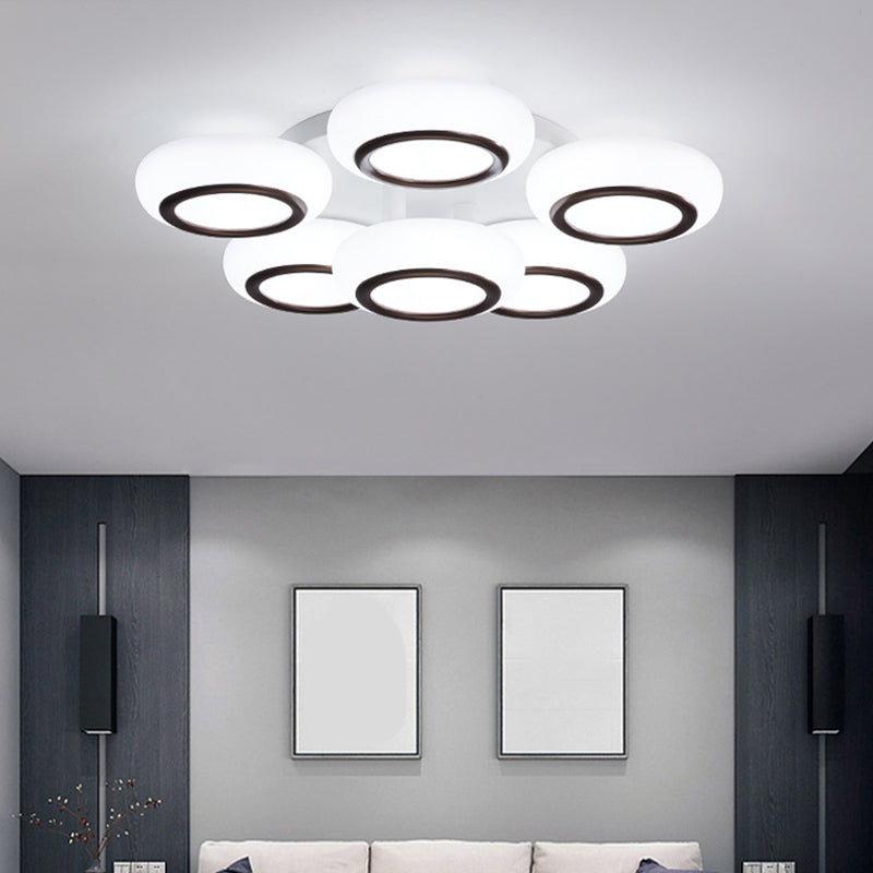 Acrylic Doughnut Ceiling Flush Light Modernist 3/6-Head White LED Flush Mount Light Fixture Clearhalo 'Ceiling Lights' 'Close To Ceiling Lights' 'Close to ceiling' 'Semi-flushmount' Lighting' 1934550