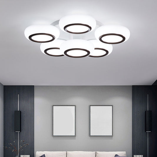Acrylic Doughnut Ceiling Flush Light Modernist 3/6-Head White LED Flush Mount Light Fixture Clearhalo 'Ceiling Lights' 'Close To Ceiling Lights' 'Close to ceiling' 'Semi-flushmount' Lighting' 1934550