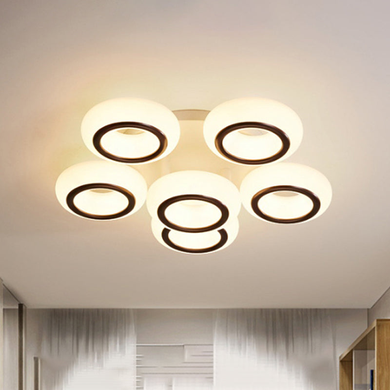Acrylic Doughnut Ceiling Flush Light Modernist 3/6-Head White LED Flush Mount Light Fixture Clearhalo 'Ceiling Lights' 'Close To Ceiling Lights' 'Close to ceiling' 'Semi-flushmount' Lighting' 1934551