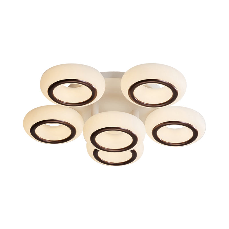 Acrylic Doughnut Ceiling Flush Light Modernist 3/6-Head White LED Flush Mount Light Fixture Clearhalo 'Ceiling Lights' 'Close To Ceiling Lights' 'Close to ceiling' 'Semi-flushmount' Lighting' 1934552