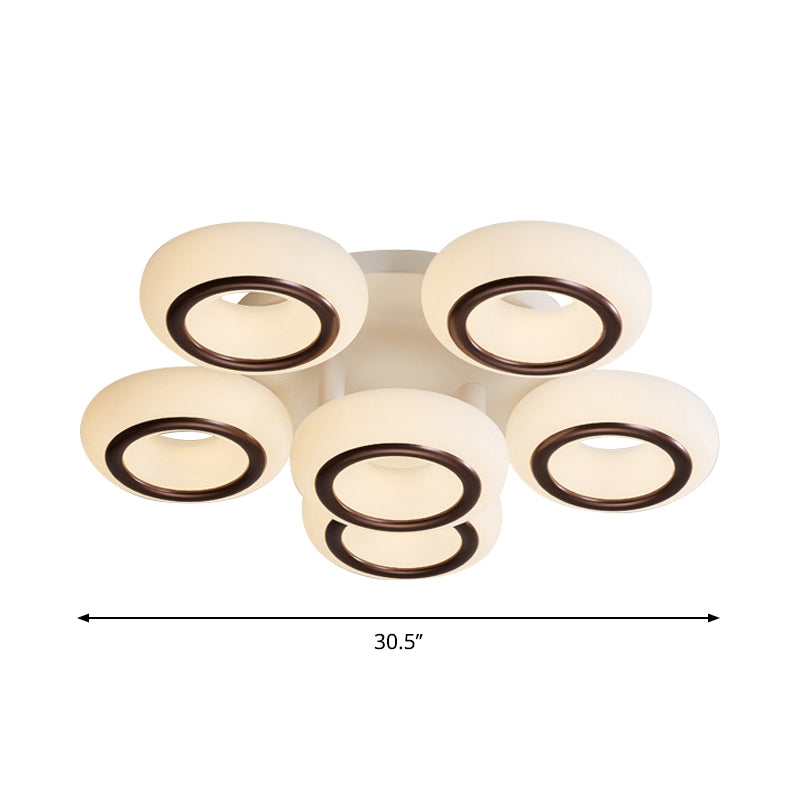 Acrylic Doughnut Ceiling Flush Light Modernist 3/6-Head White LED Flush Mount Light Fixture Clearhalo 'Ceiling Lights' 'Close To Ceiling Lights' 'Close to ceiling' 'Semi-flushmount' Lighting' 1934553