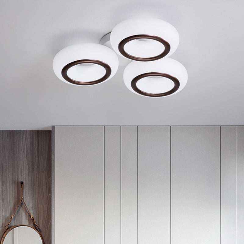 Acrylic Doughnut Ceiling Flush Light Modernist 3/6-Head White LED Flush Mount Light Fixture 3 White Clearhalo 'Ceiling Lights' 'Close To Ceiling Lights' 'Close to ceiling' 'Semi-flushmount' Lighting' 1934554