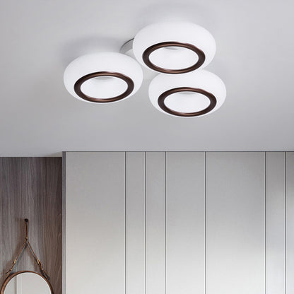 Acrylic Doughnut Ceiling Flush Light Modernist 3/6-Head White LED Flush Mount Light Fixture 3 White Clearhalo 'Ceiling Lights' 'Close To Ceiling Lights' 'Close to ceiling' 'Semi-flushmount' Lighting' 1934554