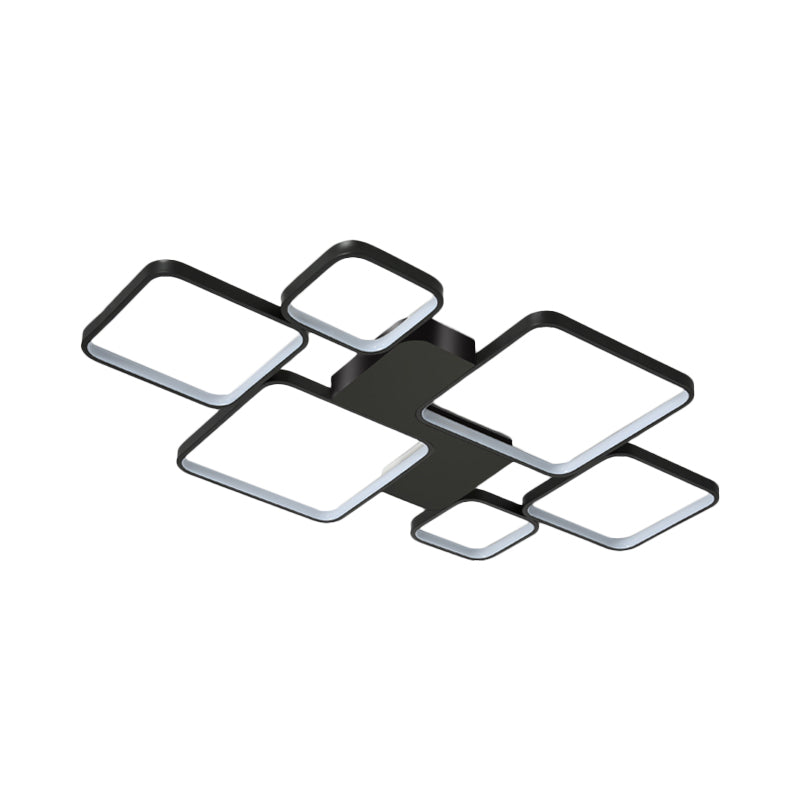 Circular/Square Living Room Ceiling Lamp Metal 6-Light Contemporary Flush Mount in Black/Gold, Warm/White Light Clearhalo 'Ceiling Lights' 'Close To Ceiling Lights' 'Close to ceiling' 'Semi-flushmount' Lighting' 1934560