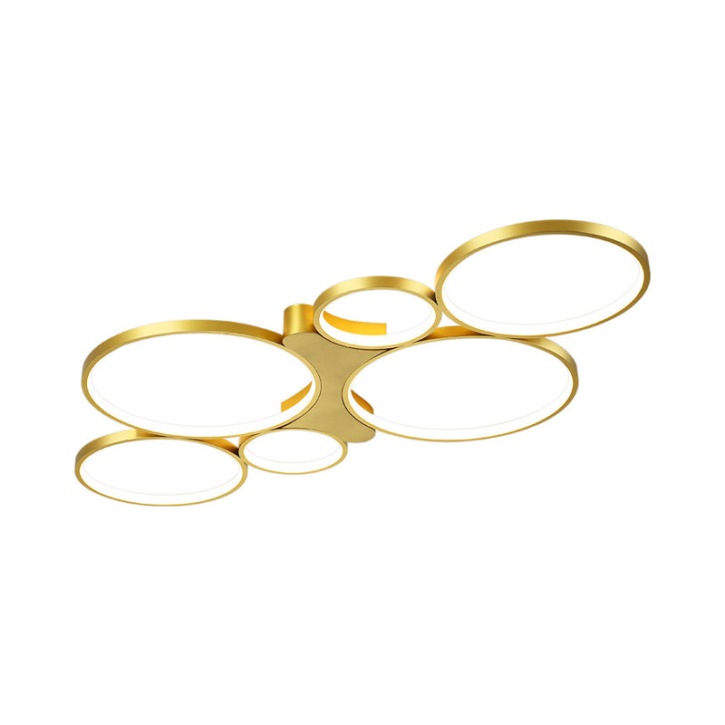 Circular/Square Living Room Ceiling Lamp Metal 6-Light Contemporary Flush Mount in Black/Gold, Warm/White Light Clearhalo 'Ceiling Lights' 'Close To Ceiling Lights' 'Close to ceiling' 'Semi-flushmount' Lighting' 1934564