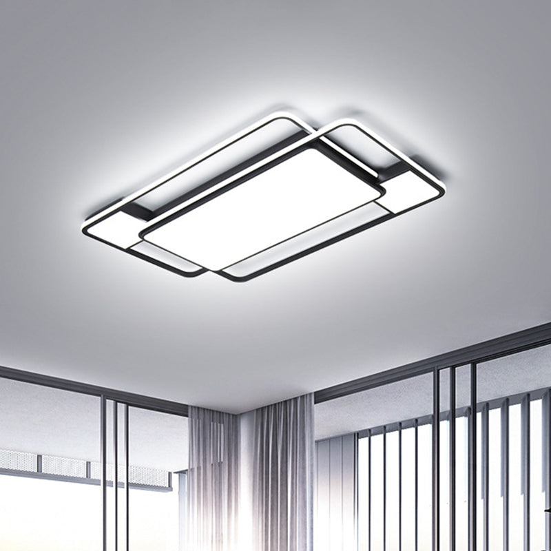 Parallel Square/Rectangle LED Flush Mount Minimalist Acrylic Black ...