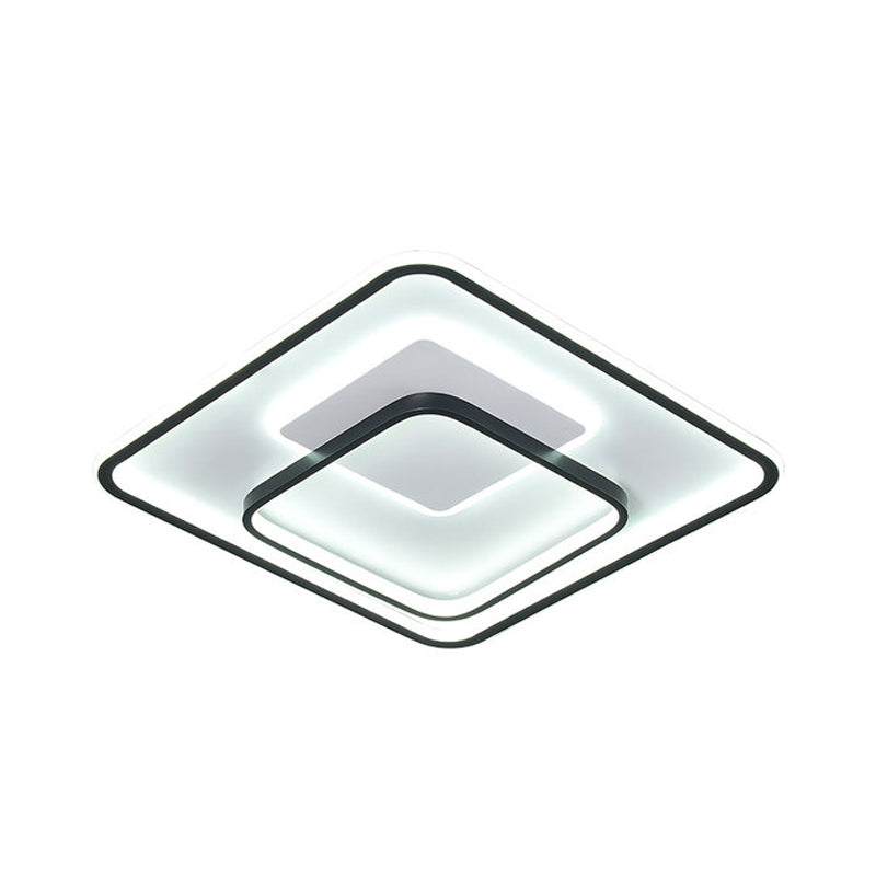 Multi-Square/Round/Rectangle Flush Light Minimalist Iron Bedroom LED Ceiling Lamp in Black, White/3 Color Light Clearhalo 'Ceiling Lights' 'Close To Ceiling Lights' 'Close to ceiling' 'Flush mount' Lighting' 1934699