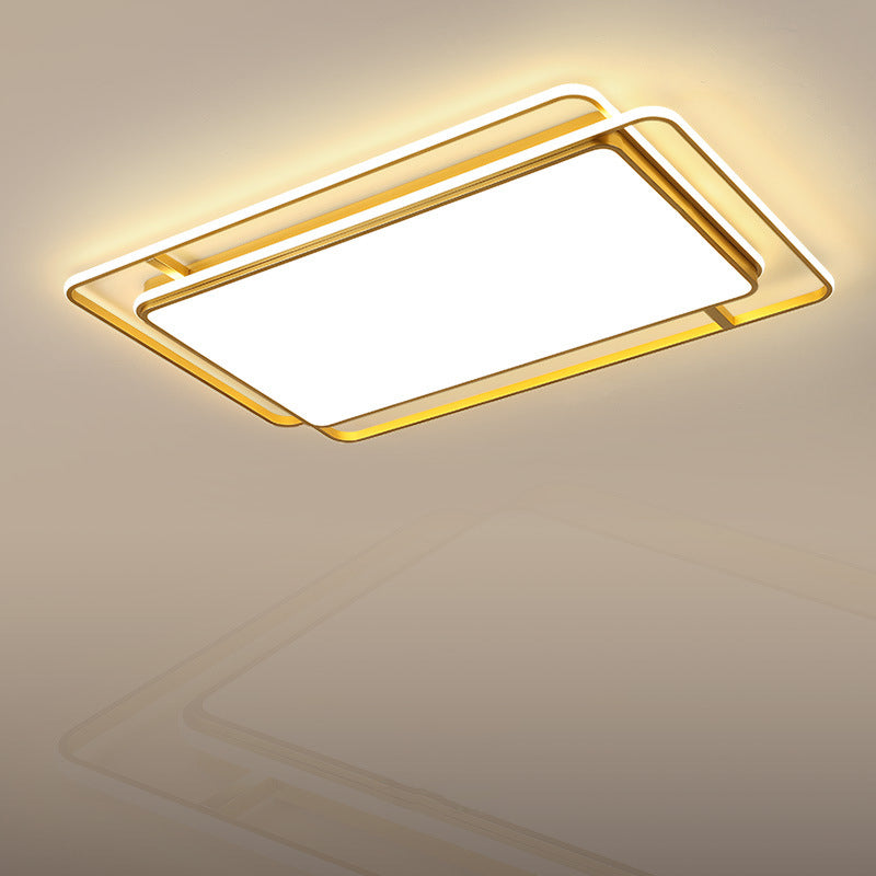 Modern Square/Rectangle Flush Light Acrylic Living Room LED Ceiling Mount Lamp in Gold, Warm/White/3 Color Light Gold Rectangle Clearhalo 'Ceiling Lights' 'Close To Ceiling Lights' 'Close to ceiling' 'Flush mount' Lighting' 1934788