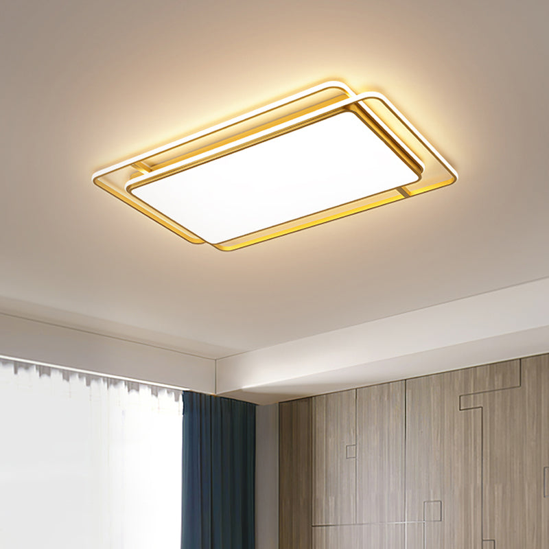 Modern Square/Rectangle Flush Light Acrylic Living Room LED Ceiling Mount Lamp in Gold, Warm/White/3 Color Light Clearhalo 'Ceiling Lights' 'Close To Ceiling Lights' 'Close to ceiling' 'Flush mount' Lighting' 1934790