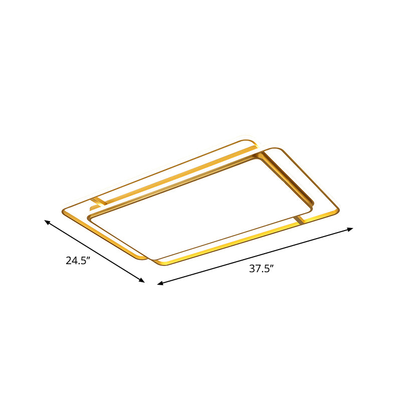 Modern Square/Rectangle Flush Light Acrylic Living Room LED Ceiling Mount Lamp in Gold, Warm/White/3 Color Light Clearhalo 'Ceiling Lights' 'Close To Ceiling Lights' 'Close to ceiling' 'Flush mount' Lighting' 1934792