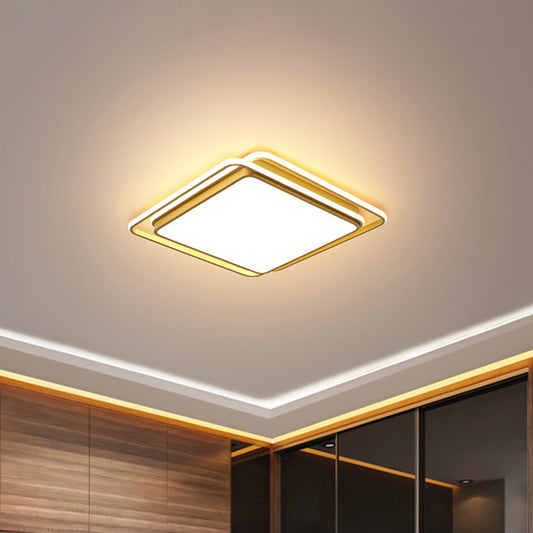 Modern Square/Rectangle Flush Light Acrylic Living Room LED Ceiling Mount Lamp in Gold, Warm/White/3 Color Light Clearhalo 'Ceiling Lights' 'Close To Ceiling Lights' 'Close to ceiling' 'Flush mount' Lighting' 1934794