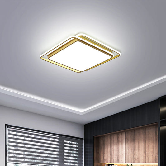 Modern Square/Rectangle Flush Light Acrylic Living Room LED Ceiling Mount Lamp in Gold, Warm/White/3 Color Light Clearhalo 'Ceiling Lights' 'Close To Ceiling Lights' 'Close to ceiling' 'Flush mount' Lighting' 1934795