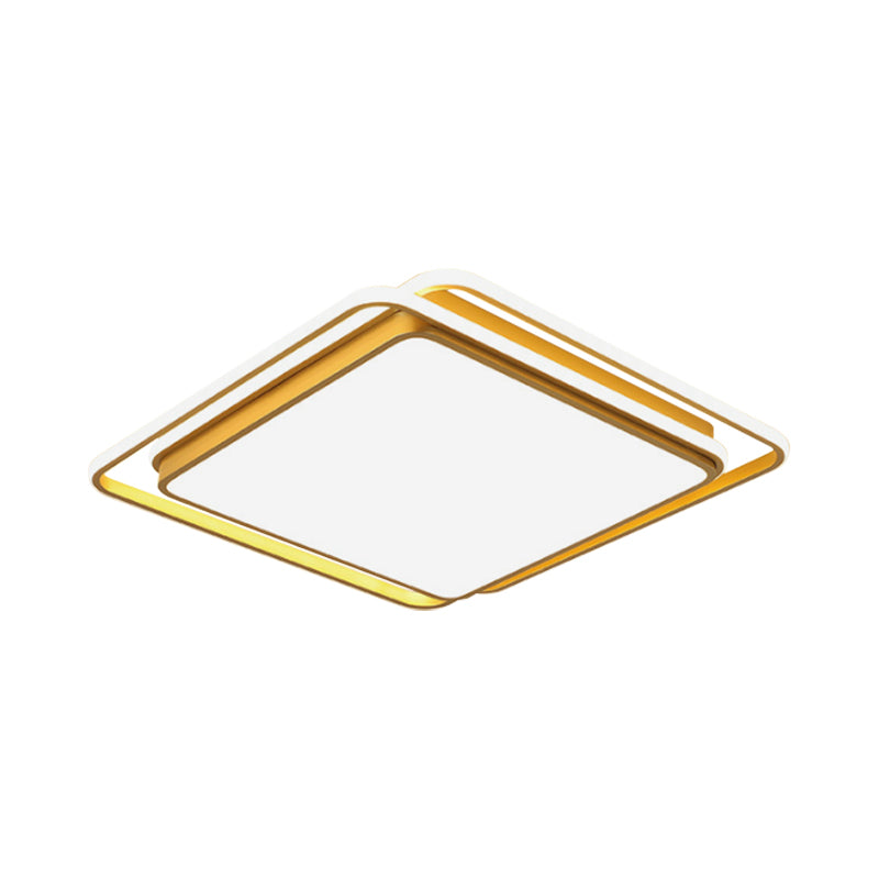 Modern Square/Rectangle Flush Light Acrylic Living Room LED Ceiling Mount Lamp in Gold, Warm/White/3 Color Light Clearhalo 'Ceiling Lights' 'Close To Ceiling Lights' 'Close to ceiling' 'Flush mount' Lighting' 1934796