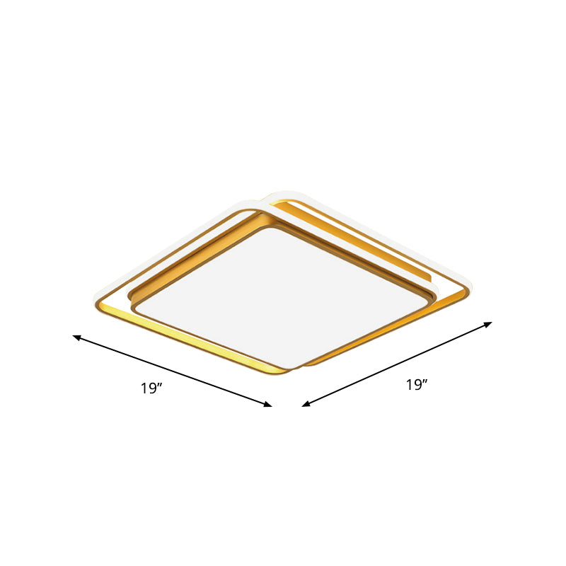Modern Square/Rectangle Flush Light Acrylic Living Room LED Ceiling Mount Lamp in Gold, Warm/White/3 Color Light Clearhalo 'Ceiling Lights' 'Close To Ceiling Lights' 'Close to ceiling' 'Flush mount' Lighting' 1934797