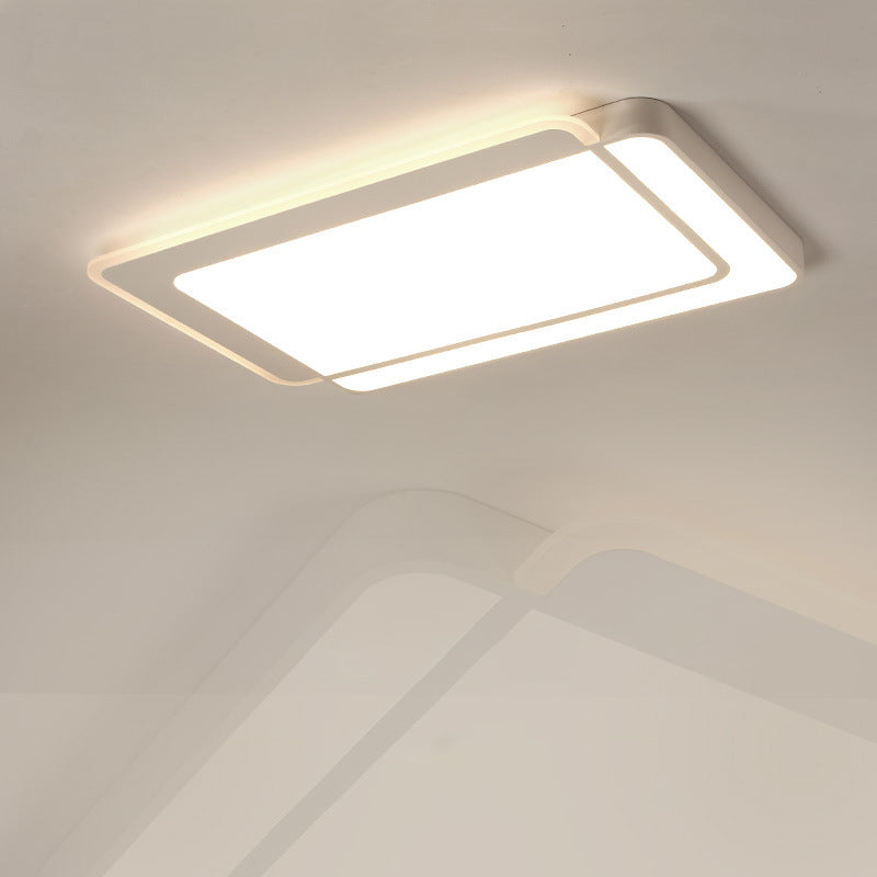 Square/Rectangular Flush Ceiling Light Minimal Acrylic White LED Flush-Mount Light Fixture in Warm/White/3 Color Light White Rectangle Clearhalo 'Ceiling Lights' 'Close To Ceiling Lights' 'Close to ceiling' 'Flush mount' Lighting' 1934798