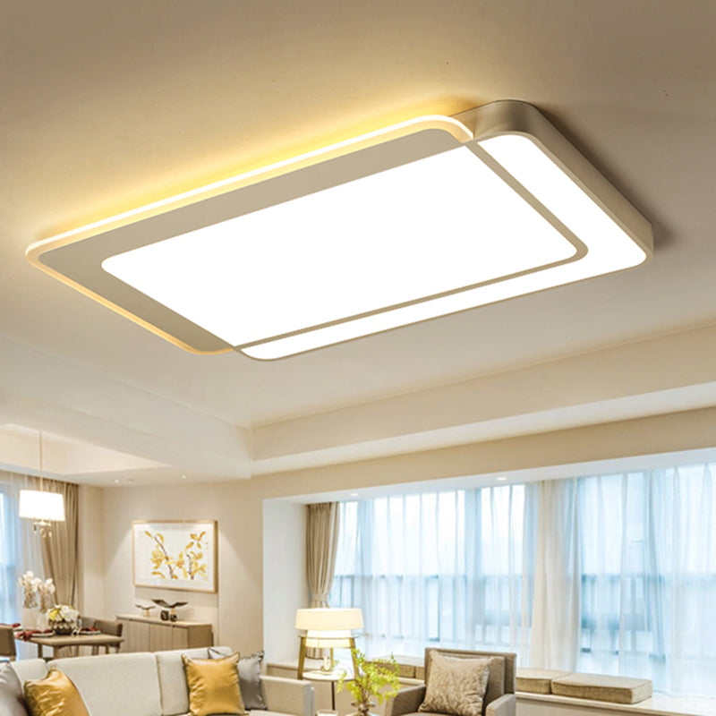 Square/Rectangular Flush Ceiling Light Minimal Acrylic White LED Flush-Mount Light Fixture in Warm/White/3 Color Light Clearhalo 'Ceiling Lights' 'Close To Ceiling Lights' 'Close to ceiling' 'Flush mount' Lighting' 1934799