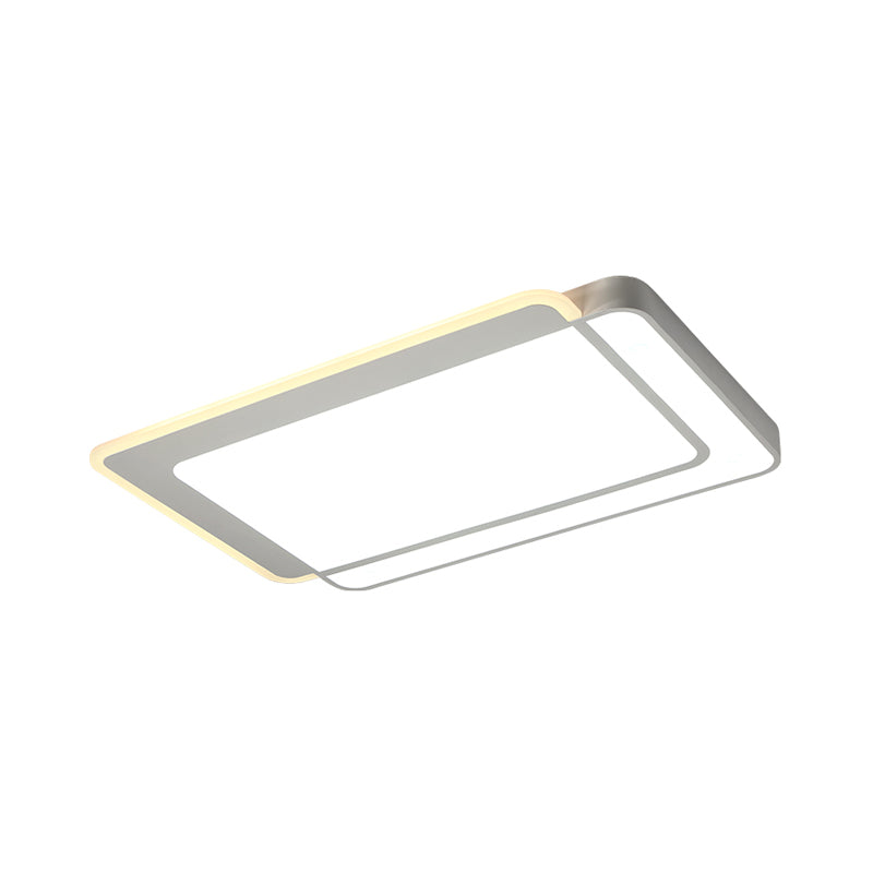 Square/Rectangular Flush Ceiling Light Minimal Acrylic White LED Flush-Mount Light Fixture in Warm/White/3 Color Light Clearhalo 'Ceiling Lights' 'Close To Ceiling Lights' 'Close to ceiling' 'Flush mount' Lighting' 1934801