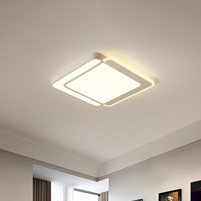 Square/Rectangular Flush Ceiling Light Minimal Acrylic White LED Flush-Mount Light Fixture in Warm/White/3 Color Light Clearhalo 'Ceiling Lights' 'Close To Ceiling Lights' 'Close to ceiling' 'Flush mount' Lighting' 1934804