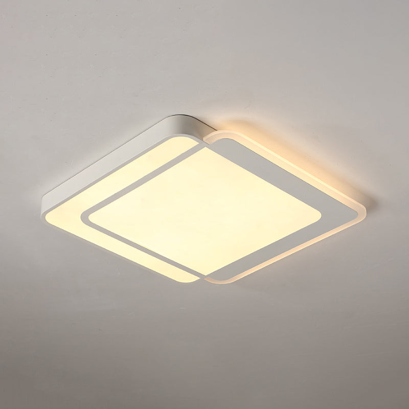 Square/Rectangular Flush Ceiling Light Minimal Acrylic White LED Flush-Mount Light Fixture in Warm/White/3 Color Light Clearhalo 'Ceiling Lights' 'Close To Ceiling Lights' 'Close to ceiling' 'Flush mount' Lighting' 1934806
