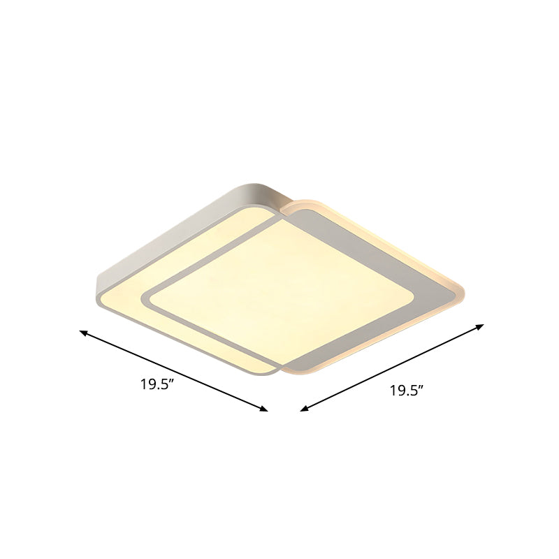 Square/Rectangular Flush Ceiling Light Minimal Acrylic White LED Flush-Mount Light Fixture in Warm/White/3 Color Light Clearhalo 'Ceiling Lights' 'Close To Ceiling Lights' 'Close to ceiling' 'Flush mount' Lighting' 1934807