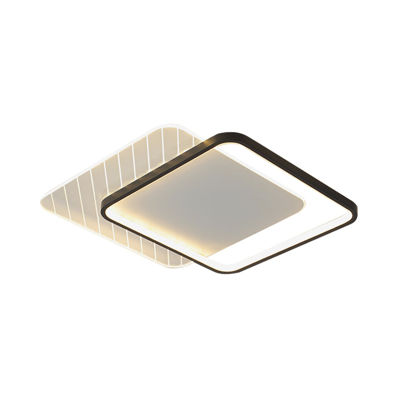 Black Dual-Square/Round Flushmount Modern LED Acrylic Close to Ceiling Light in Warm/White/3 Color Light Clearhalo 'Ceiling Lights' 'Close To Ceiling Lights' 'Close to ceiling' 'Flush mount' Lighting' 1934811