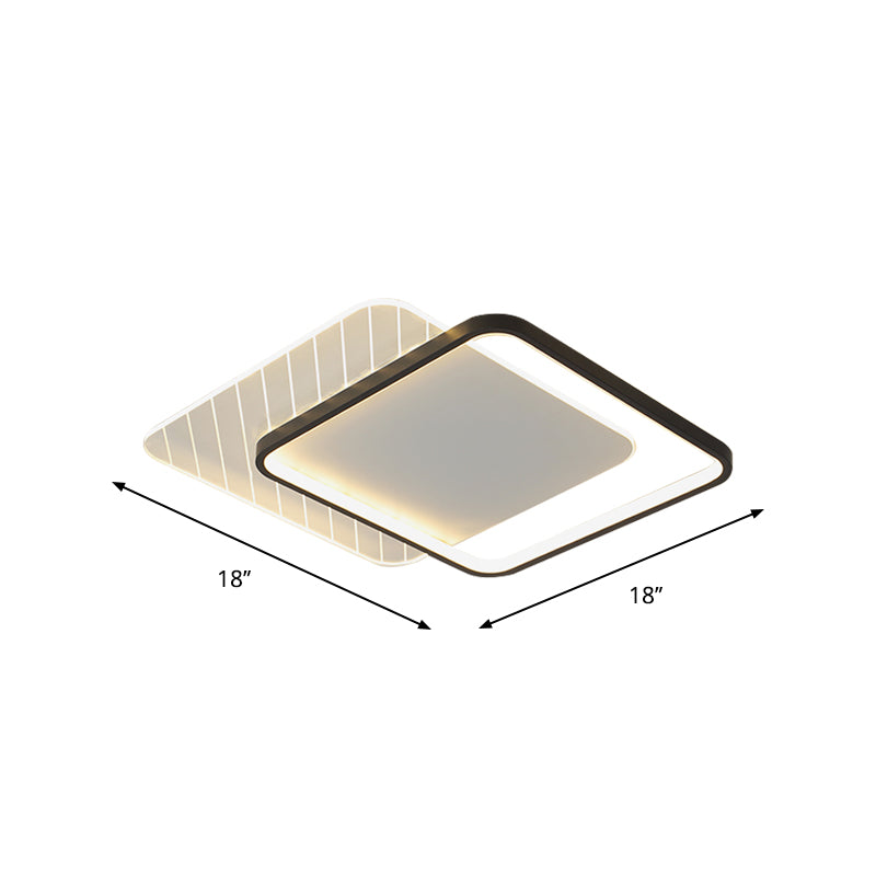 Black Dual-Square/Round Flushmount Modern LED Acrylic Close to Ceiling Light in Warm/White/3 Color Light Clearhalo 'Ceiling Lights' 'Close To Ceiling Lights' 'Close to ceiling' 'Flush mount' Lighting' 1934812