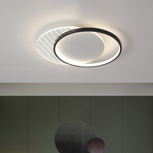 Black Dual-Square/Round Flushmount Modern LED Acrylic Close to Ceiling Light in Warm/White/3 Color Light Clearhalo 'Ceiling Lights' 'Close To Ceiling Lights' 'Close to ceiling' 'Flush mount' Lighting' 1934814