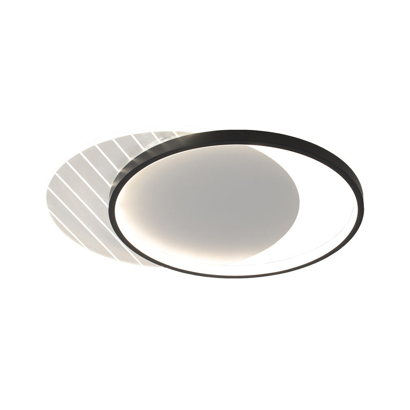 Black Dual-Square/Round Flushmount Modern LED Acrylic Close to Ceiling Light in Warm/White/3 Color Light Clearhalo 'Ceiling Lights' 'Close To Ceiling Lights' 'Close to ceiling' 'Flush mount' Lighting' 1934816
