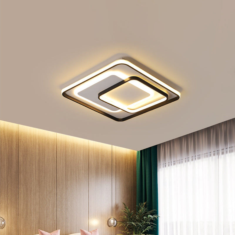 Novelty Minimalist LED Ceiling Lamp Black Triple-Round/Square/Rectangle Flush Mount Light with Acrylic Shade, Warm/White Light Clearhalo 'Ceiling Lights' 'Close To Ceiling Lights' 'Close to ceiling' 'Flush mount' Lighting' 1934824
