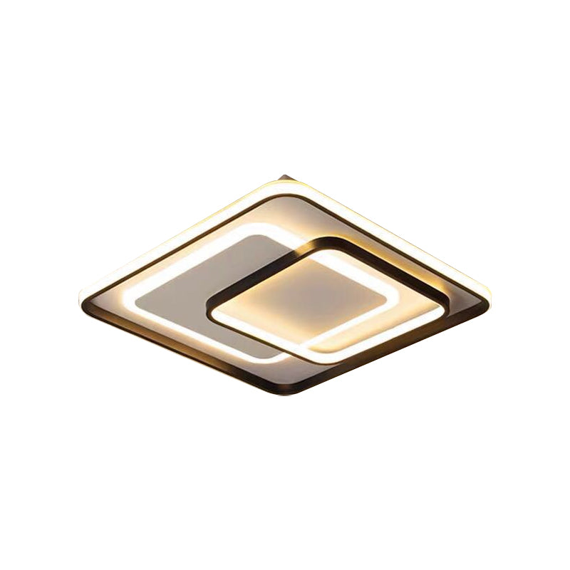 Novelty Minimalist LED Ceiling Lamp Black Triple-Round/Square/Rectangle Flush Mount Light with Acrylic Shade, Warm/White Light Clearhalo 'Ceiling Lights' 'Close To Ceiling Lights' 'Close to ceiling' 'Flush mount' Lighting' 1934826
