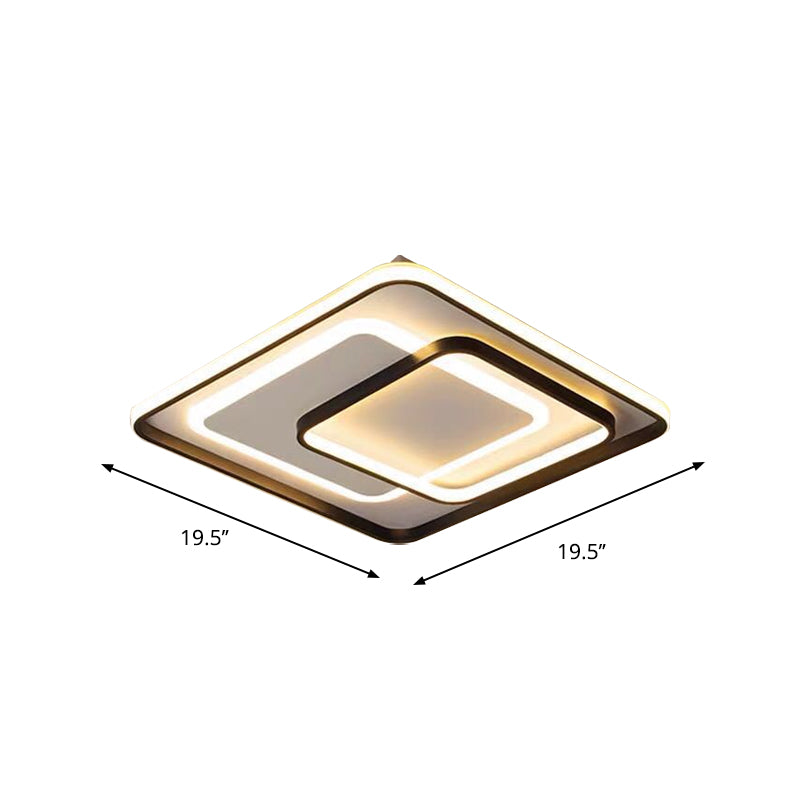 Novelty Minimalist LED Ceiling Lamp Black Triple-Round/Square/Rectangle Flush Mount Light with Acrylic Shade, Warm/White Light Clearhalo 'Ceiling Lights' 'Close To Ceiling Lights' 'Close to ceiling' 'Flush mount' Lighting' 1934827