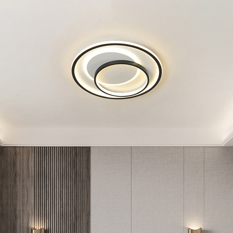 Novelty Minimalist LED Ceiling Lamp Black Triple-Round/Square/Rectangle Flush Mount Light with Acrylic Shade, Warm/White Light Clearhalo 'Ceiling Lights' 'Close To Ceiling Lights' 'Close to ceiling' 'Flush mount' Lighting' 1934830