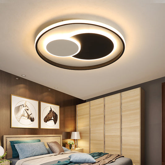 Black Super Thin Flush Mount Lighting Modern Acrylic Round/Square/Rectangle LED Ceiling Lamp in Warm/White Light Black Round Clearhalo 'Ceiling Lights' 'Close To Ceiling Lights' 'Close to ceiling' 'Flush mount' Lighting' 1934834