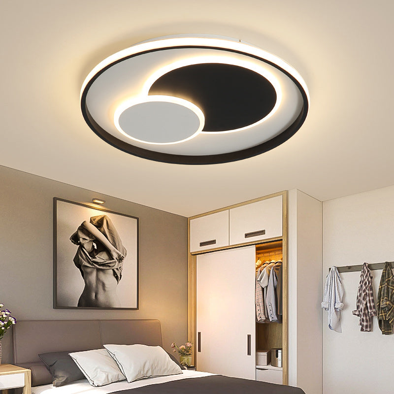 Black Super Thin Flush Mount Lighting Modern Acrylic Round/Square/Rectangle LED Ceiling Lamp in Warm/White Light Clearhalo 'Ceiling Lights' 'Close To Ceiling Lights' 'Close to ceiling' 'Flush mount' Lighting' 1934835